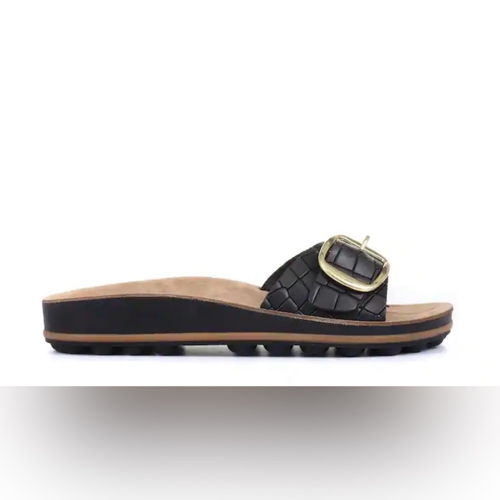 Jones Bootmaker Black South Beach Ladies Buckle Mule Sandals- Size 38/ 8